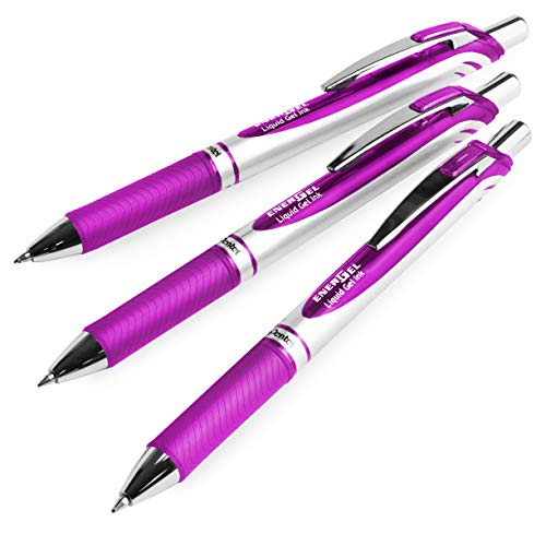 Pentel EnerGel XM BL77 - Retractable Liquid Gel Ink Pen - 0.7mm - 54% Recycled - Magenta - Pack of 3