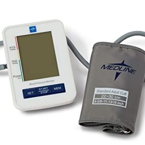 Medline Automatic Digital Blood Pressure Monitor with Standard Adult Cuff for Upper Arm, with Large LED Display, Batteries Included, Great for Home Use, Professional Medical Use