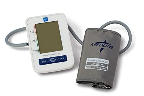 Medline Automatic Digital Blood Pressure Monitor with Standard Adult Cuff for Upper Arm, with Large LED Display, Batteries Included, Great for Home Use, Professional Medical Use