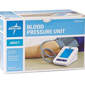 Medline Automatic Digital Blood Pressure Monitor with Standard Adult Cuff for Upper Arm, with Large LED Display, Batteries Included, Great for Home Use, Professional Medical Use