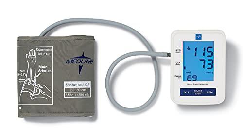 Medline Automatic Digital Blood Pressure Monitor with Standard Adult Cuff for Upper Arm, with Large LED Display, Batteries Included, Great for Home Use, Professional Medical Use