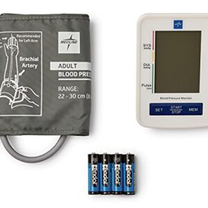 Medline Automatic Digital Blood Pressure Monitor with Standard Adult Cuff for Upper Arm, with Large LED Display, Batteries Included, Great for Home Use, Professional Medical Use