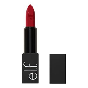 e.l.f. o face satin lipstick, richly pigmented, nourishing & long-lasting creamy lipstick, infused with jojoba, vegan & cruelty-free, own it