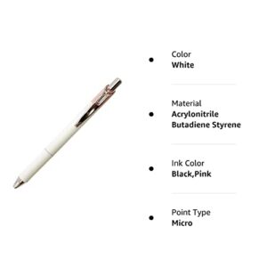Pentel EnerGel Clena Retractable Liquid Gel Pen, Micro Fine Point 0.4mm Needle Tip, Black Ink, Classical Pink Body (BLN74LP-A)