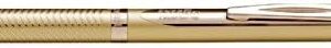 Pentel Energel 0.7 Alloy Rollerball Retractable Liquid Gel Metal Pen - Gold Pen Barrel - Black Ink - Gift Set With 2 Refills for Women, & Men.