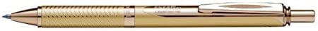 Pentel Energel 0.7 Alloy Rollerball Retractable Liquid Gel Metal Pen - Gold Pen Barrel - Black Ink - Gift Set With 2 Refills for Women, & Men.