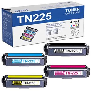 guloya compatible tn 225 tn-225 high yield color toner replacement for brother tn225 hl-3140cw 3150cdn mfc-9130cw 9140cdn dcp-9015cdw 9020cdn printer (4 pack,1bk/1c/1y/1m)