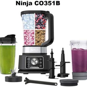 Ninja CO351B Foodi Power Pitcher 4in1 Smoothie Bowl Maker Crushing Blender Dough Mixer Food Processor 1400WP smartTORQUE 6 Auto-iQ presets, with a Stainless Silver Finish SS201 (Renewed)