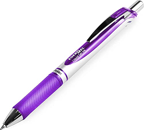 Pentel EnerGel XM BL77 - Retractable Liquid Gel Ink Pen - 0.7mm - 54% Recycled - Violet Ink - Pack of 6