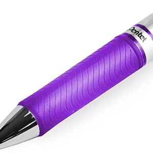 Pentel EnerGel XM BL77 - Retractable Liquid Gel Ink Pen - 0.7mm - 54% Recycled - Violet Ink - Pack of 6