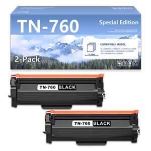 alumuink tn-760 tn760 high yield black toner compatible replacement for brother tn760 tn760 2pk dcp-l2550dw, mfc-l2710dw l2750dwxl l2750dw printer (tn7602pk