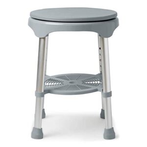 medline durable aluminum frame, round shower stool, white, supports up to 300lbs