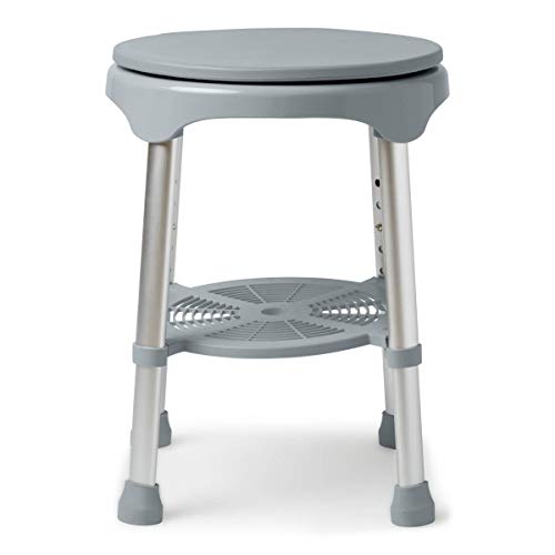 Medline Durable Aluminum Frame, Round Shower Stool, White, Supports up to 300lbs