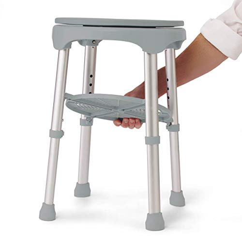 Medline Durable Aluminum Frame, Round Shower Stool, White, Supports up to 300lbs