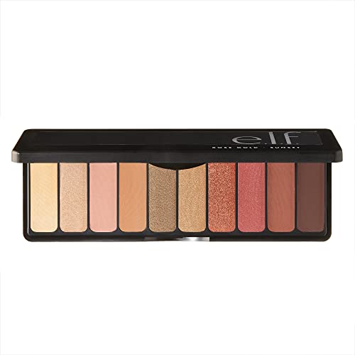 e.l.f. Cosmetics Rose Gold Eyeshadow Palette, Shimmer & Matte Finishes, Multidimensional Looks, Define & Highlight Eyes, 10 Pan Palette, Sunset