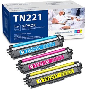 nucala compatible tn221c tn221m tn221y toner cartridge tn221 tn-221 replacement for brother hl-3150cdn hl-3170cdw mfc-9130cw mfc-9330cdw dcp-9015cdw dcp-9020cdn printer toner (3-pack, 1c+1m+1y)