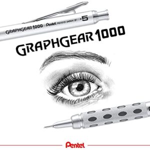 Pentel GraphGear 1000 Automatic Mechanical Drafting Pencil 0.5 mm - Includes Lead Refills & Eraser - Chiseled Metallic Grip with Soft Pads