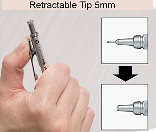 Pentel GraphGear 1000 Automatic Mechanical Drafting Pencil 0.5 mm - Includes Lead Refills & Eraser - Chiseled Metallic Grip with Soft Pads