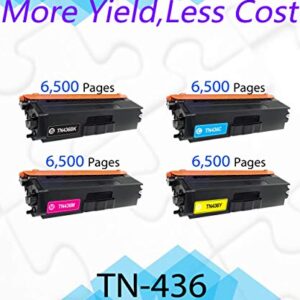 EASYPRINT (4-Pack) Compatible TN-436 TN436 Toner Cartridge Used for Brother HL-8260CDW L8360CDWT L9310CDW MFC-L8690CDW L8900CDW L8610CDW L9570CDW(T) DCP-L8410CDW Printer (Black Cyan Magenta Yellow)