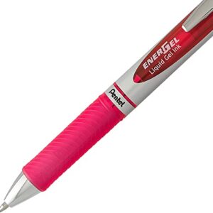 Pentel EnerGel 0.7 mm Liquid Gel Ink Pens - Pack of 5 Pink Deluxe RTX Energel Pens with 3 Refills