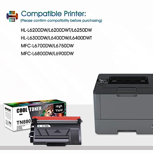 Cool Toner Compatible Toner Cartridge Replacement for Brother Super High Yield TN880 TN-880 TN 880 HL-L6200DW MFC-L6700DW MFC-L6800DW HL-L6200DWT HL-L6300DW MFC-L6900DW Printer (Black, 2-Pack)