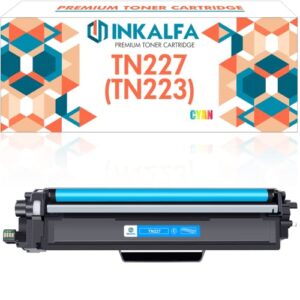 inkalfa compatible toner cartridge replacement for brother tn227 tn227c tn-227c tn223 tn223c tn-223c mfc-l3750cdw mfc-l3770cdw hl-l3290cdw hl-l3210cw hl-l3270cdw hl-l3230cdw printer (cyan, 1-pack)