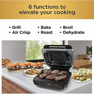 Ninja FG551 Foodi Smart XL 6-in-1 Indoor Grill with 4-Quart Air Fryer Roast Bake Dehydrate Broil and Leave-in Thermometer, with Extra Large Capacity, and a stainless steel Finish (Renewed)