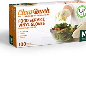 Medline Clear-Touch Disposable Food Service Vinyl Gloves, Latex and Powder Free, Medium, 300 Count