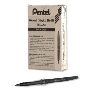 pentel arts tradio stylo sketch pen refills, black, box of 12 (mlj20-a)