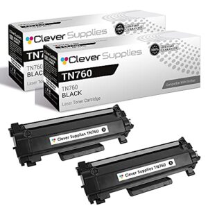 cs compatible replacements for brother tn-760 tn760 tn730 tn-730 high yield (2 black)