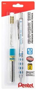 pentel graph gear mechanical pencil 1000 – automatic drafting pencil – 0.7mm lead size – blue barrel – includes lead refills & eraser