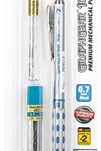 Pentel Graph Gear Mechanical Pencil 1000 - Automatic Drafting Pencil - 0.7mm Lead Size - Blue Barrel - Includes Lead Refills & Eraser