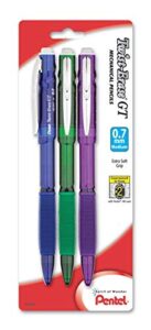pentel twist-erase gt (0.7mm) mechanical pencil, assorted barrel colors, color may vary, pack of 3 (qe207bp3m)