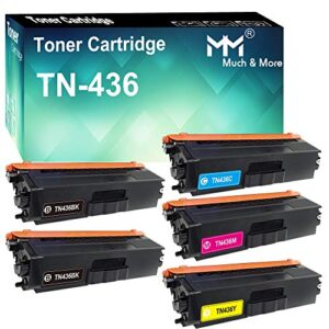 mm much & more compatible toner cartridge replacement for brother tn436 tn-436 tn-433 high yield used for hl-l8260cdw l8260cdn l8360cdw mfc-l8690cdw l8900cdw dcp-l8410cdw printer (5-pack, 2bk+c+m+y)