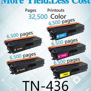 MM MUCH & MORE Compatible Toner Cartridge Replacement for Brother TN436 TN-436 TN-433 High Yield Used for HL-L8260CDW L8260CDN L8360CDW MFC-L8690CDW L8900CDW DCP-L8410CDW Printer (5-Pack, 2BK+C+M+Y)