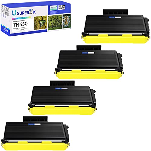 SuperInk 4 Pack Compatible Toner Cartridge Replacement for Brother TN580 TN650 TN-650 TN620 High Yield use with DCP-8050DN 8080DN 8085DN HL-5340D 5350DN MFC-8370 8480DN 8680DN 8690DW 8880DN 8890DW