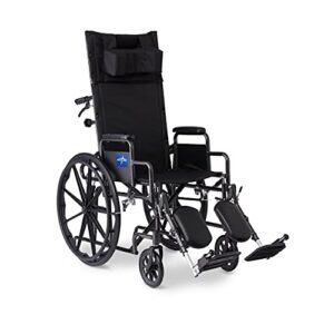 medline reclining wheelchair, desk-length arms and elevating leg rests, 16″ x 18″ seat (w x d)