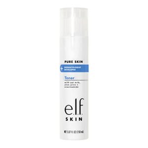e.l.f. pure skin toner, gentle, soothing & exfoliating daily toner, helps protect & maintain the skin’s barrier, 6 oz