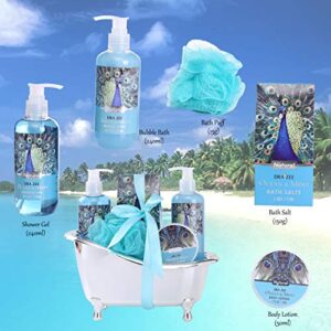 Valentine's Day Home Bath and Body Spa Gift Basket Set for Women with Refreshing “Ocean Mint” Fragrance -#1 Valentine's Day Gift for Her – Relax Luxury Skin Care Set Includes Gels Lotions & More