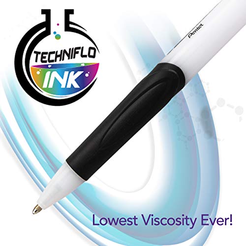 Pentel GlideWrite Ballpoint Pen with TechniFlo Ink, (1.0mm) Medium Line, Black, 6 count (BX910-D)