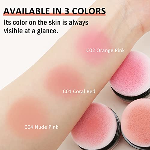 Boobeen Loose Powder Blush Air Cushion Blush, Natural Blusher for Cheeks, Highly Pigmented Blush Makeup Easy to Blend Makeup Blushin, All Day Wear