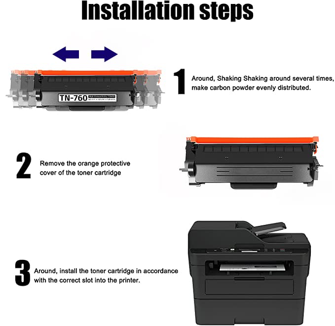 HRXDZGS 4 Pack High Yield TN-760 TN760 Toner Cartridge Replacement Compatible for Brother TN760 Toner HL-L2350DW L2370DW/DWXL L2390DW DCP-L2550DW MFC-L2710DW Printer Toner Cartridge (4PK,Black)