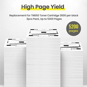 VynnZone Compatible Toner Cartridge TN660 High Yield Replacement for Brother TN-660 TN630 with HL-L2300D HL-L2305W HL-L2380DW DCP-L2540DW MFC-L2700DW MFC-L2740DW MFC-L2707DW Printer (2 Pack, Black)