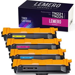 tn221 tn225 lemerouexpect compatible toner cartridge replacement for brother tn221 tn225 toner cartridge for hl-3170cdw mfc-9130cw 9340cdw 3140cw 3180cdw 9330cdw black cyan magenta yellow, 4p