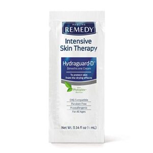 medline remedy intensive skin therapy hydraguard-d silicone barrier cream, soothing, moisturizing, water resistant, 4 ml pack, 144 packs
