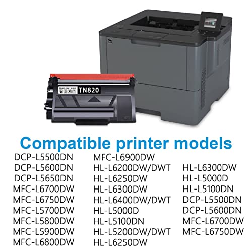 SAOUOT TN-820 Black Toner Cartridge Replacement for Brother TN820 HL-L6200DW MFC-L5700DW MFC-L5900DW MFC-L6700DW MFC-L5820DW MFC-L5800DW HL-L5200DW Printer Toner, 1 Pack