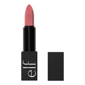 e.l.f. o face satin lipstick, richly pigmented, nourishing & long-lasting creamy lipstick, infused with jojoba, vegan & cruelty-free, effortless