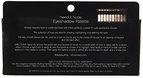 e.l.f. Cosmetics Need It Nude Eyeshadow Palette, Highlight, Shade and Define Your Eyes, Ten Nude Shades