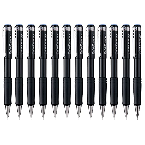 Pentel Twist-Erase III Mechanical Pencil, 0.7mm, Black Barrel, 12 Pack (QE517A-12)