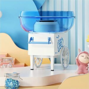 cotton candy machine for kids, electric cotton candy maker with large food grade splash-proof plate, kids favorite, for home birthday family party gift, includes 20 bamboo sticks & sugar scoop (blue)